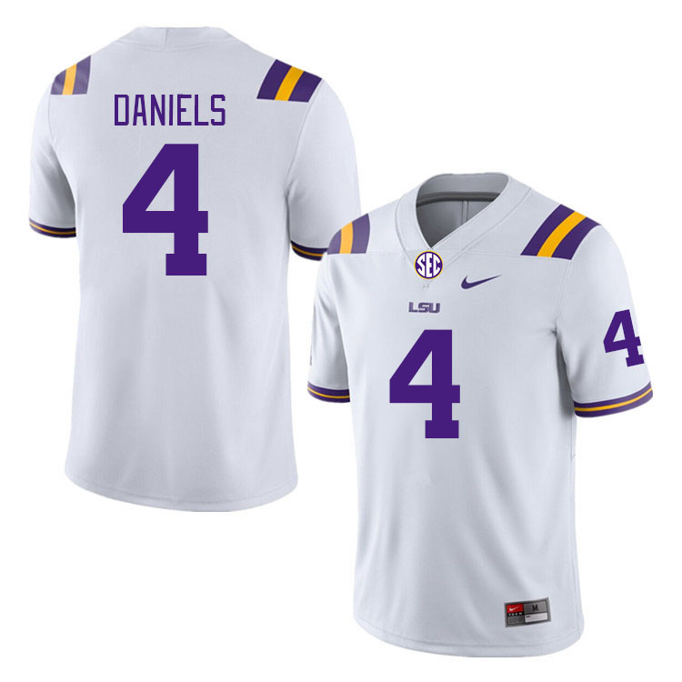 Men #4 CJ Daniels LSU Tigers College Football Jerseys Stitched-White